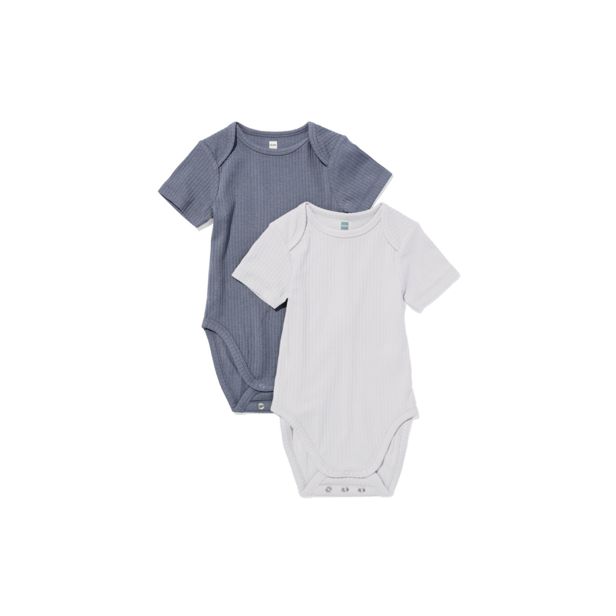 HEMA Baby meegroeiromper LENZING™ ECOVERO™ rib - 2 stuks lichtgrijs