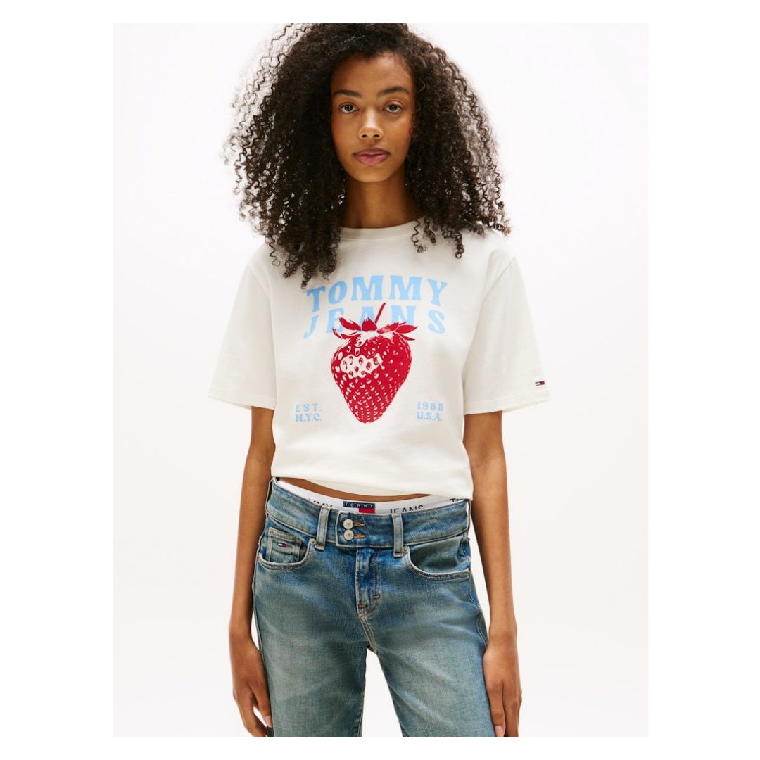 Tommy Jeans - Damen T-Shirt - Weiß - Größe: M - bei Tara-M