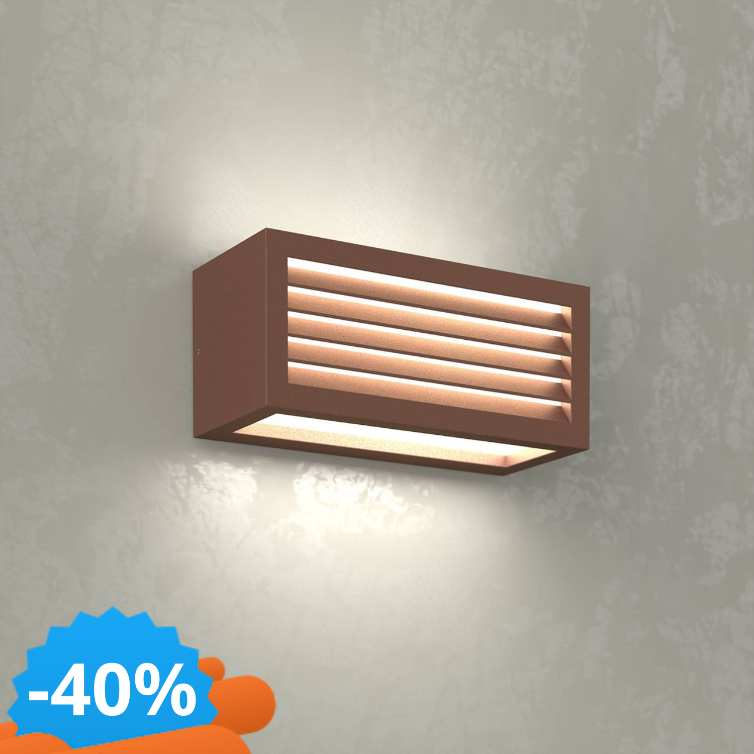 Applique Line Design E27 Mattone Ruggine Corten IP65 Antiabbagliamento-image