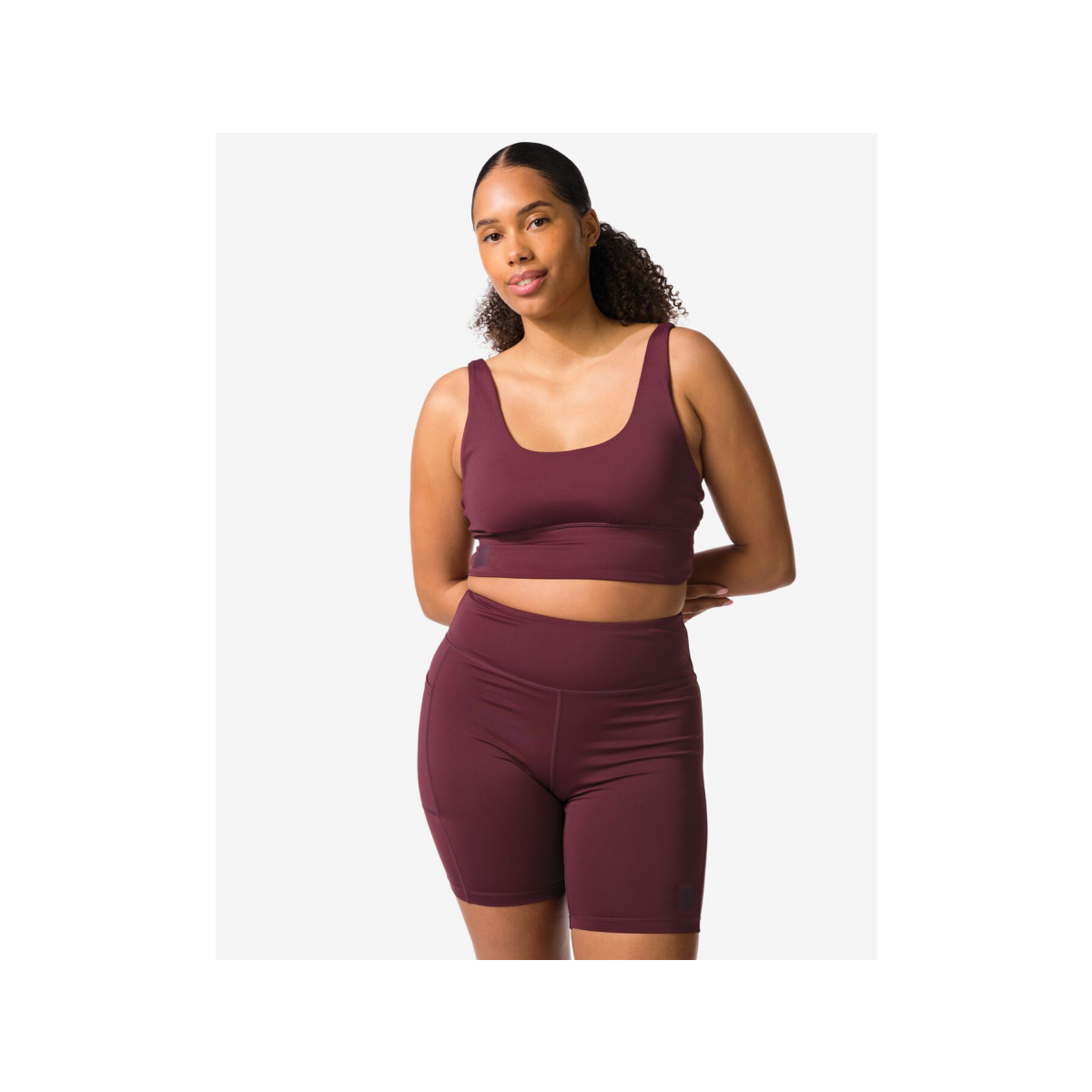 HEMA Sportbh light support zonder beugel bordeauxrood (bordeauxrood)