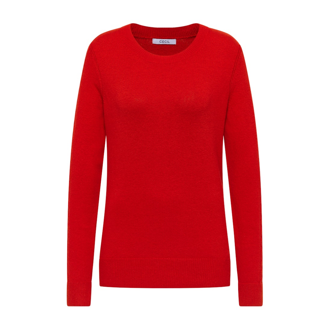 cecil Pullover Strickdetail Baumwolle-Polyacryl-Polyester-Elasthan Fiery Red