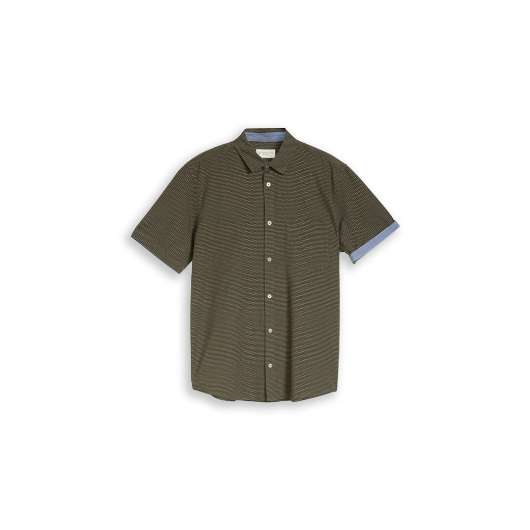 Tom Tailor - Herren Kurzarmhemd - deep leaf green dot structure - Größe: XXXL - bei Tara-M