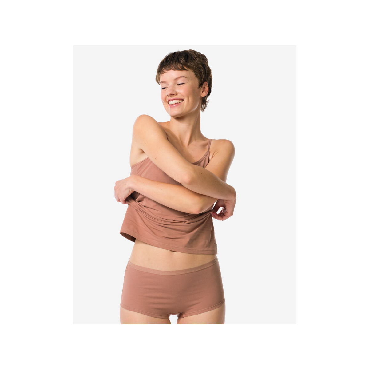 HEMA Damesboxer perfect comfort katoen lichtbruin (lichtbruin)