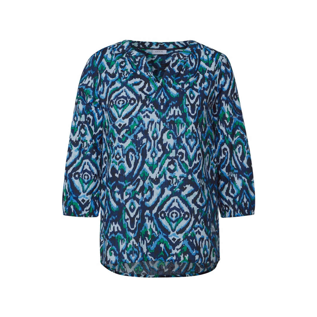 cecil Bluse Bedruckt Muster Baumwolle Slate Khaki