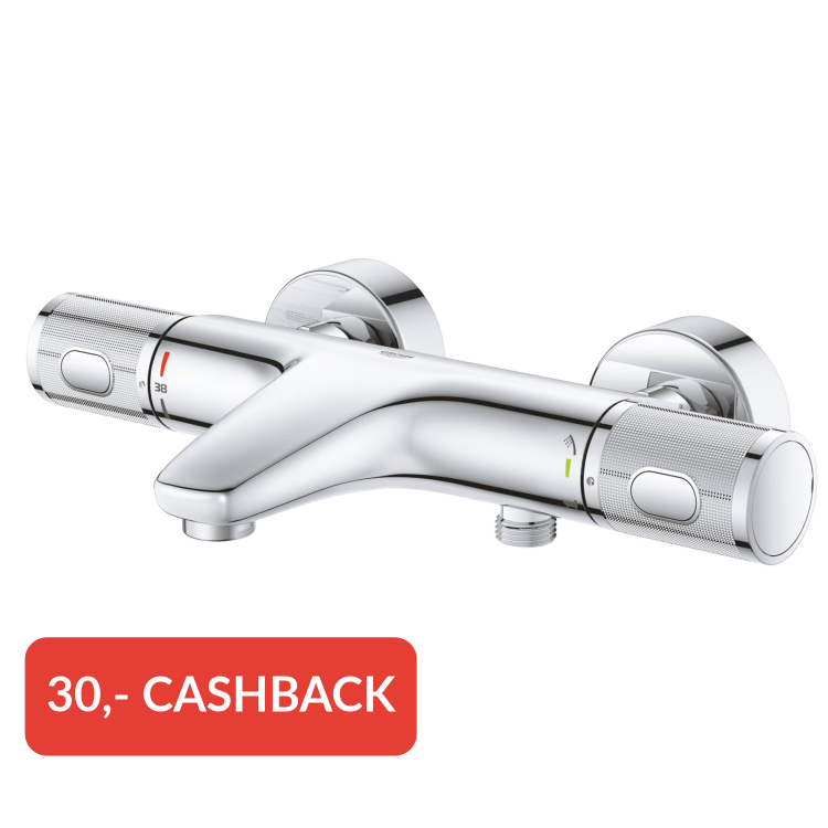 Grohe QuickFix Precision Feel thermostatische badkraan met gravering chroom