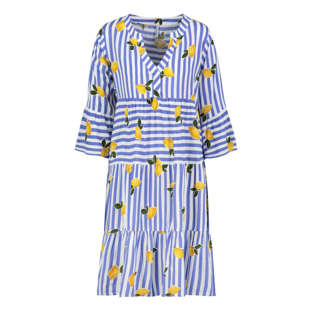 Eight 2 Nine - Damen Kleid - fruits: lemon-blue-white - Größe: M - bei Tara-M