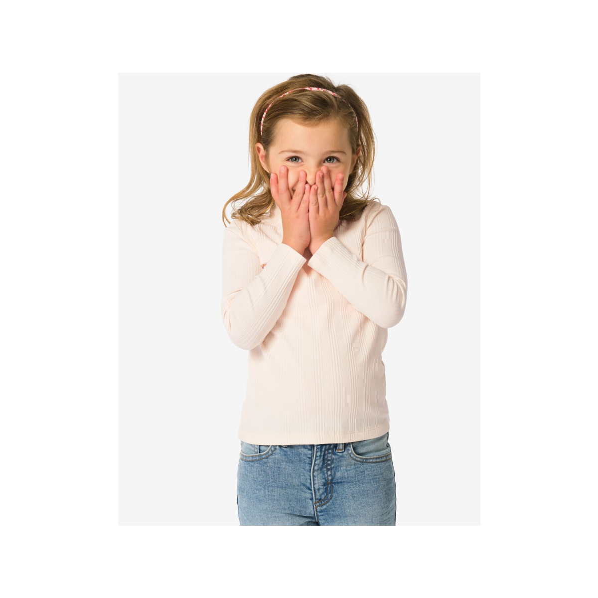 HEMA HEMA Kinder T-shirt Rib Ecru (ecru)