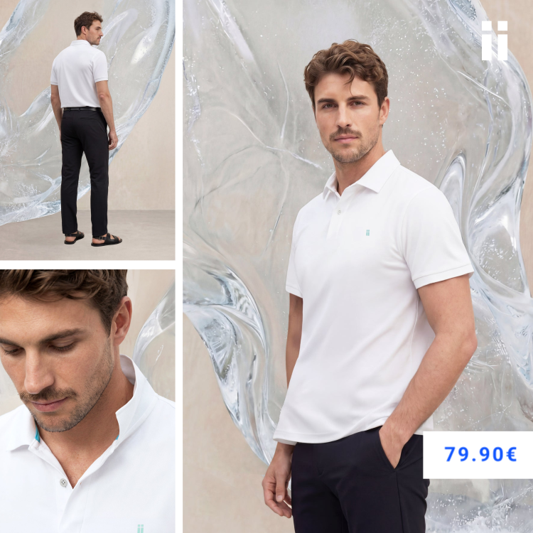 Polo manga corta hombre blanco Ice