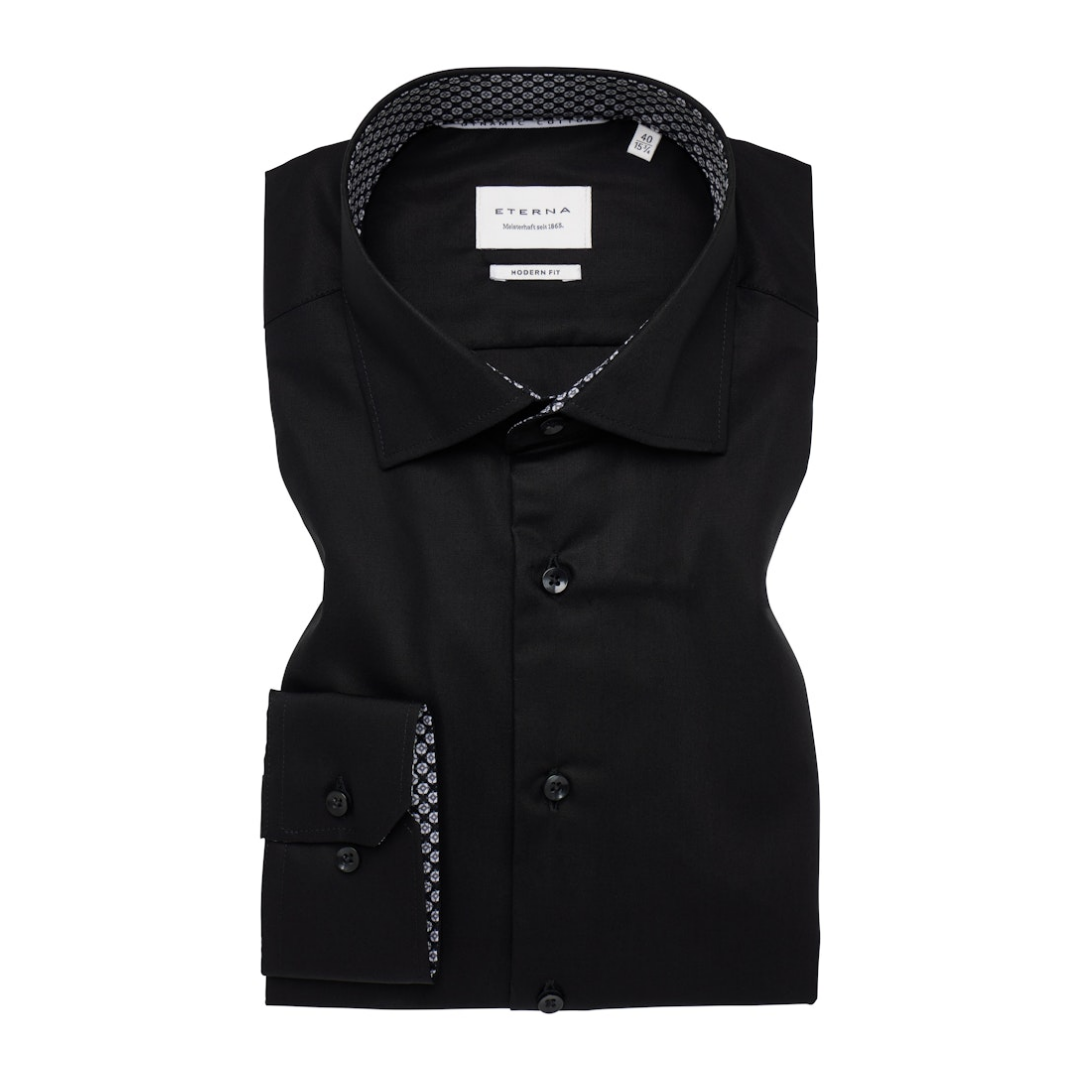 ETERNA - Herren Langarmhemd - Schwarz - Größe: 44 - bei Tara-M