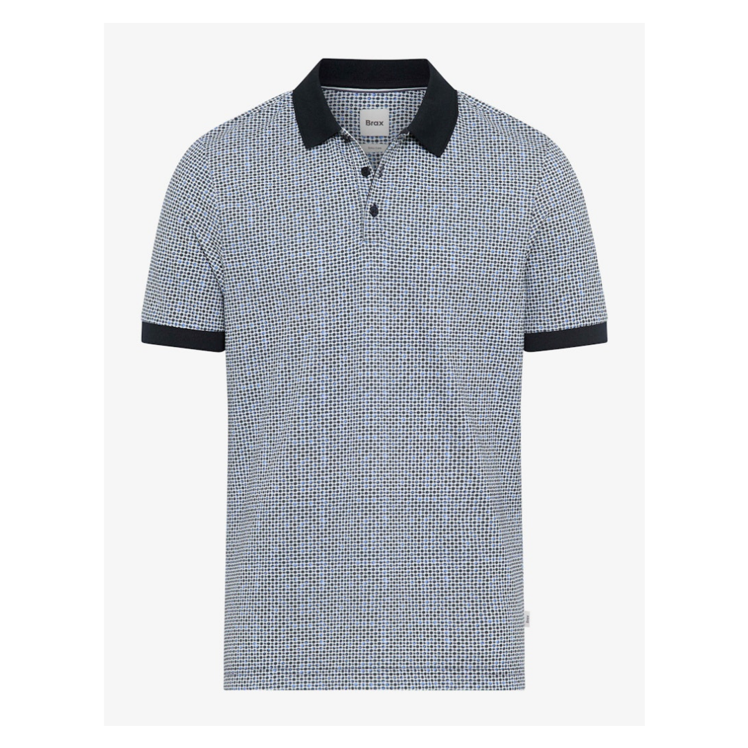 BRAX Polo Shirt Gerade Minimalprint Baumwolle-Polyester Navy