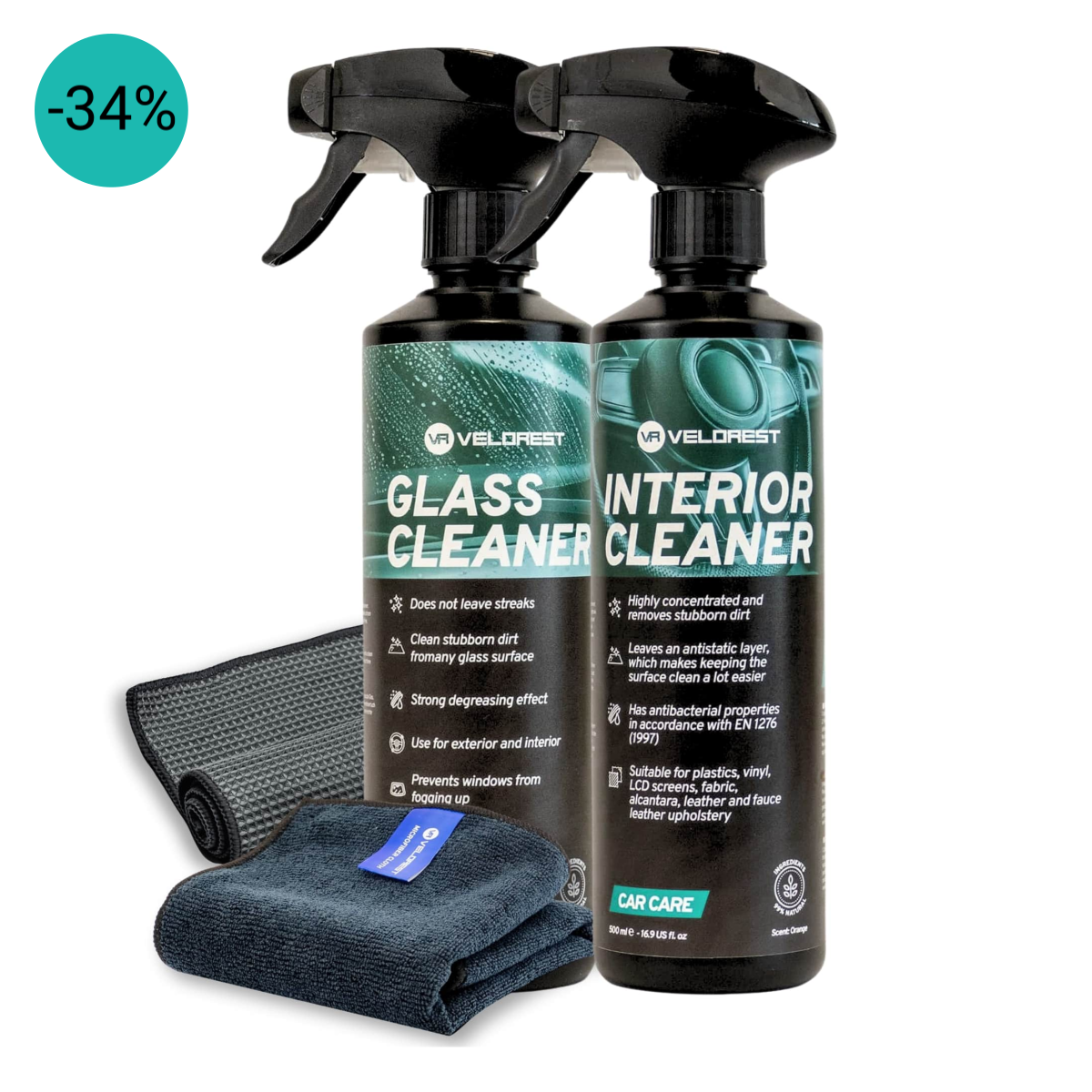 Velorest Interior Cleaning Set / interieur reiniger auto met microvezeldoek | Dutch Performance Products