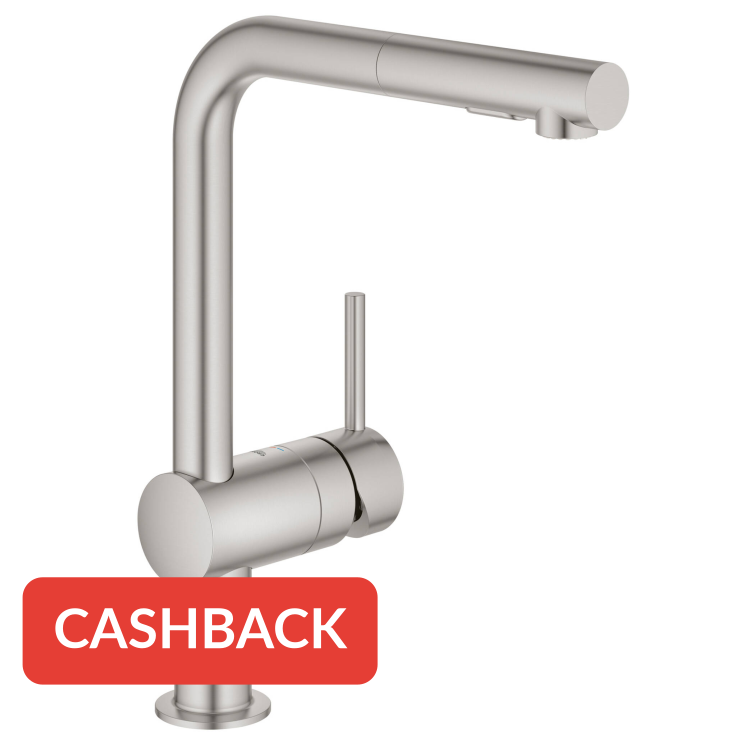 Grohe Minta keukenkraan met uittrekbare handdouche dualspray supersteel