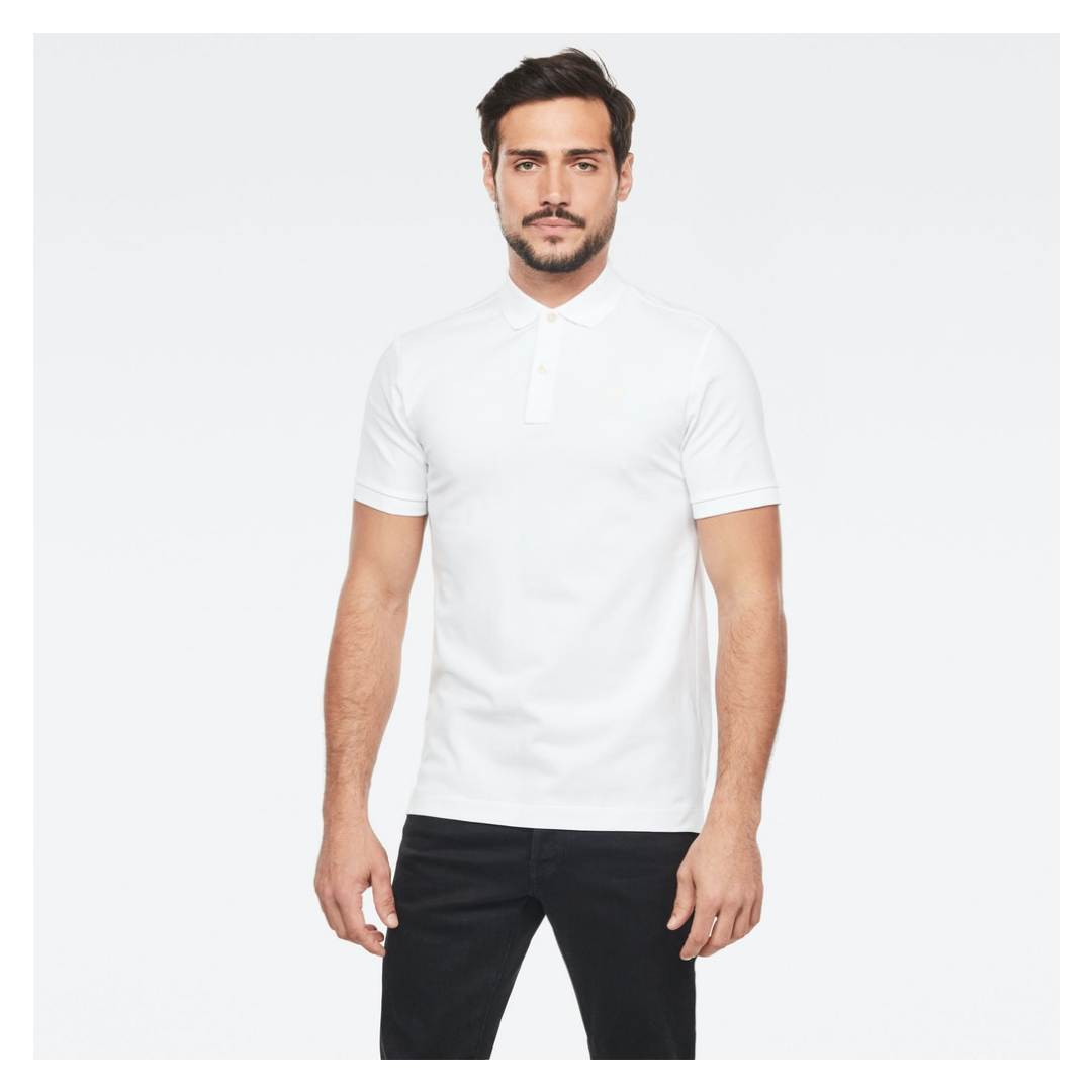 G-Star Raw Slim Polo Baumwolle-Esasthan White