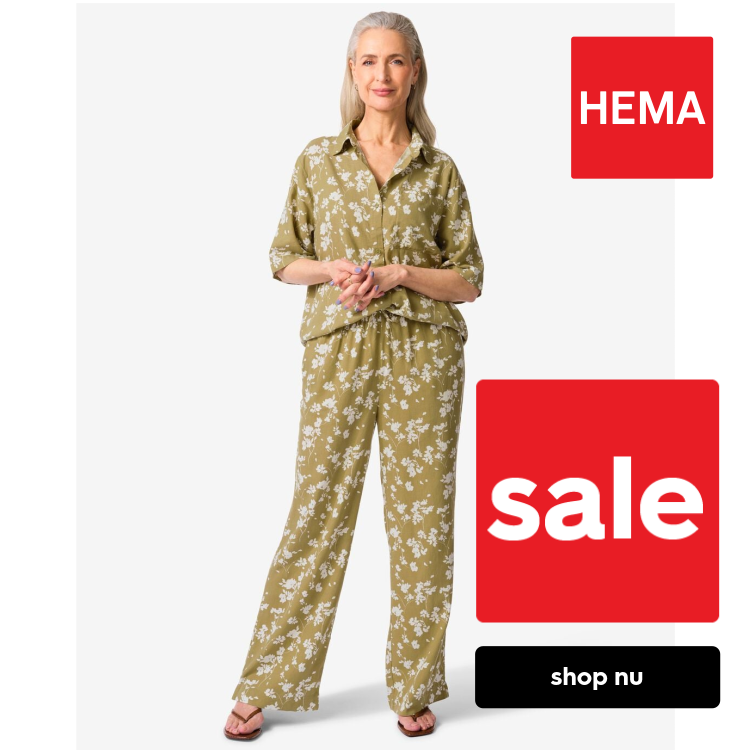 HEMA Damesbroek Tatum regular fit bloemen groen (groen)