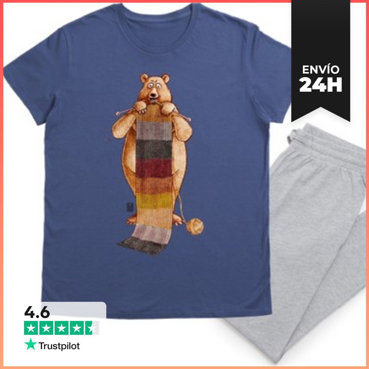 Pijama Caballero. Oso Tejedor Bandera Bear LaTostadora
