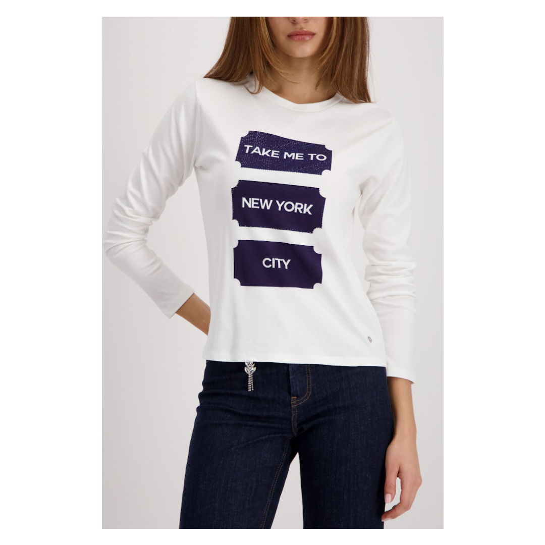 Monari - Damen Langarmshirt - Weiß - Größe: 42 - bei Tara-M