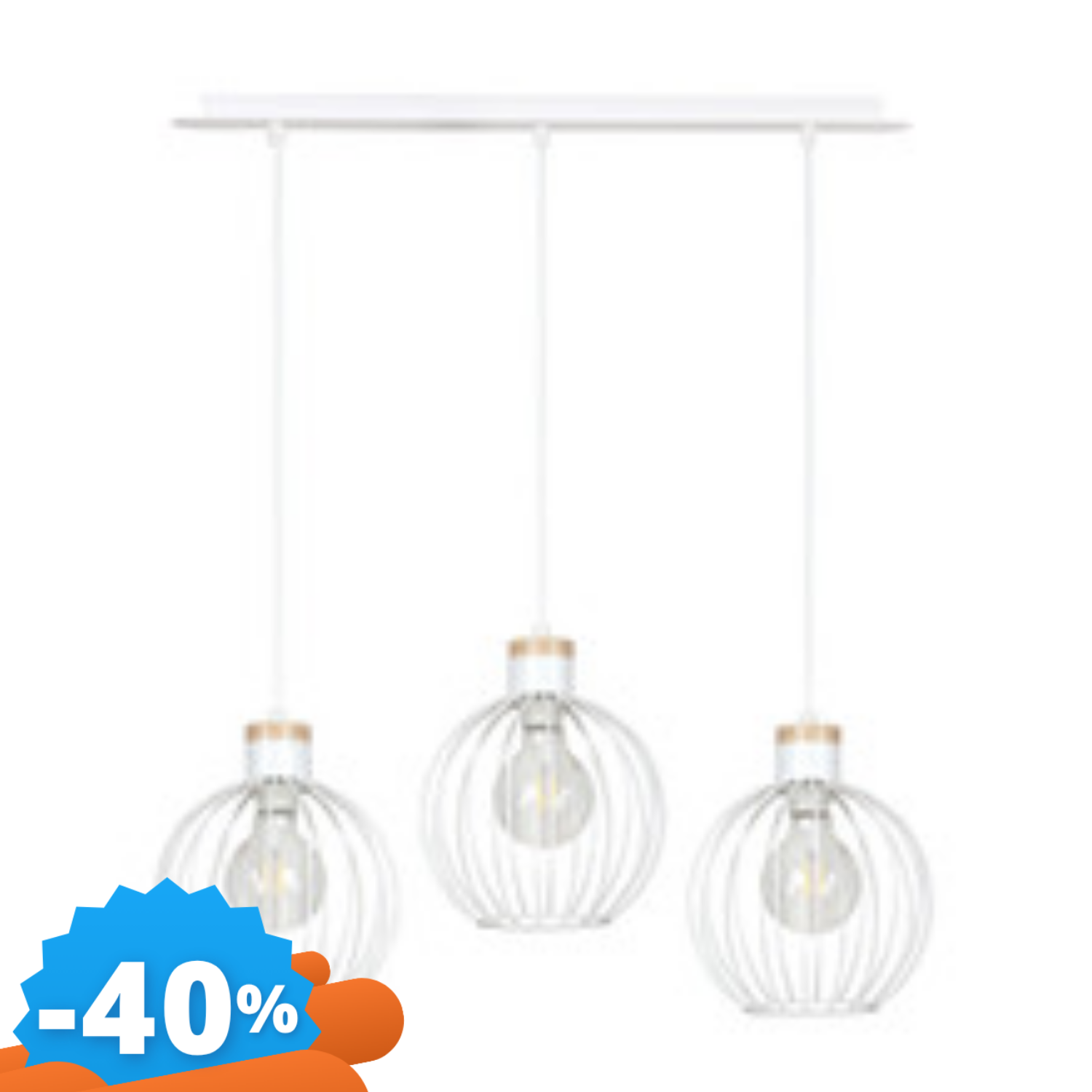 Emibig Lighting Bianco Lampadario A Sospensione Barbado 3 White Colore