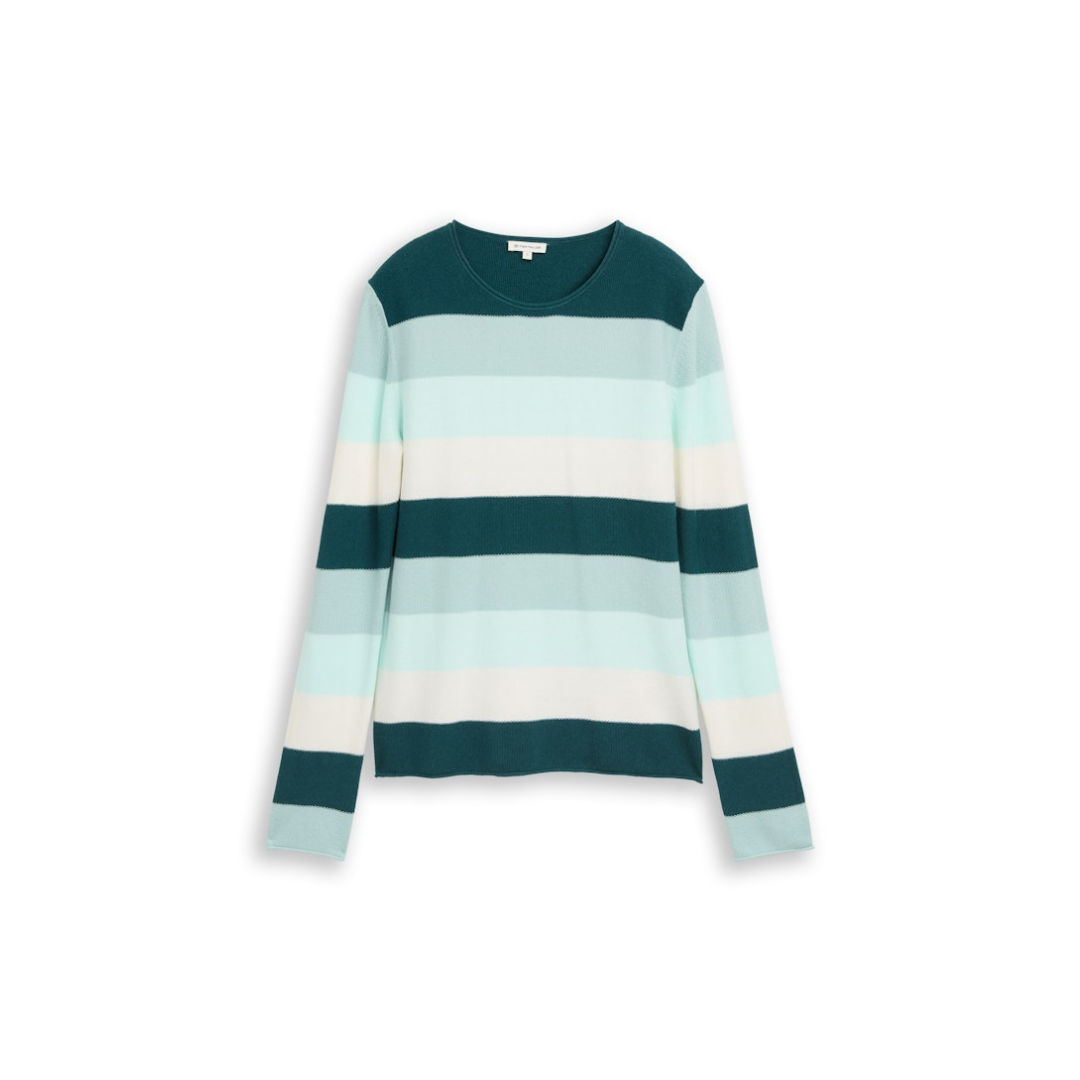 Tom Tailor - Damen Pullover - green mint white stripe - Größe: S - bei Tara-M