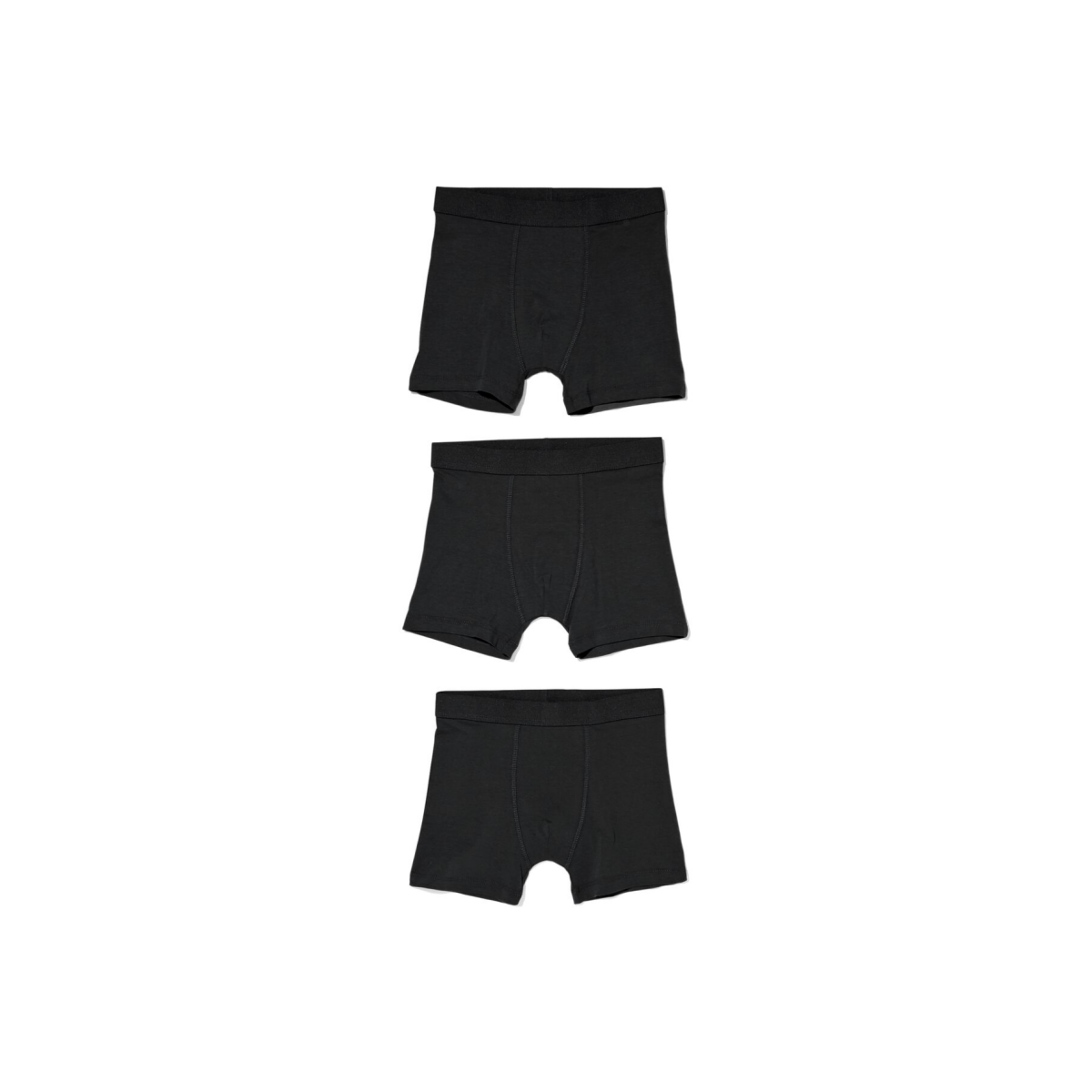 HEMA Kinder boxers basic stretch katoen - 3 stuks zwart (zwart)