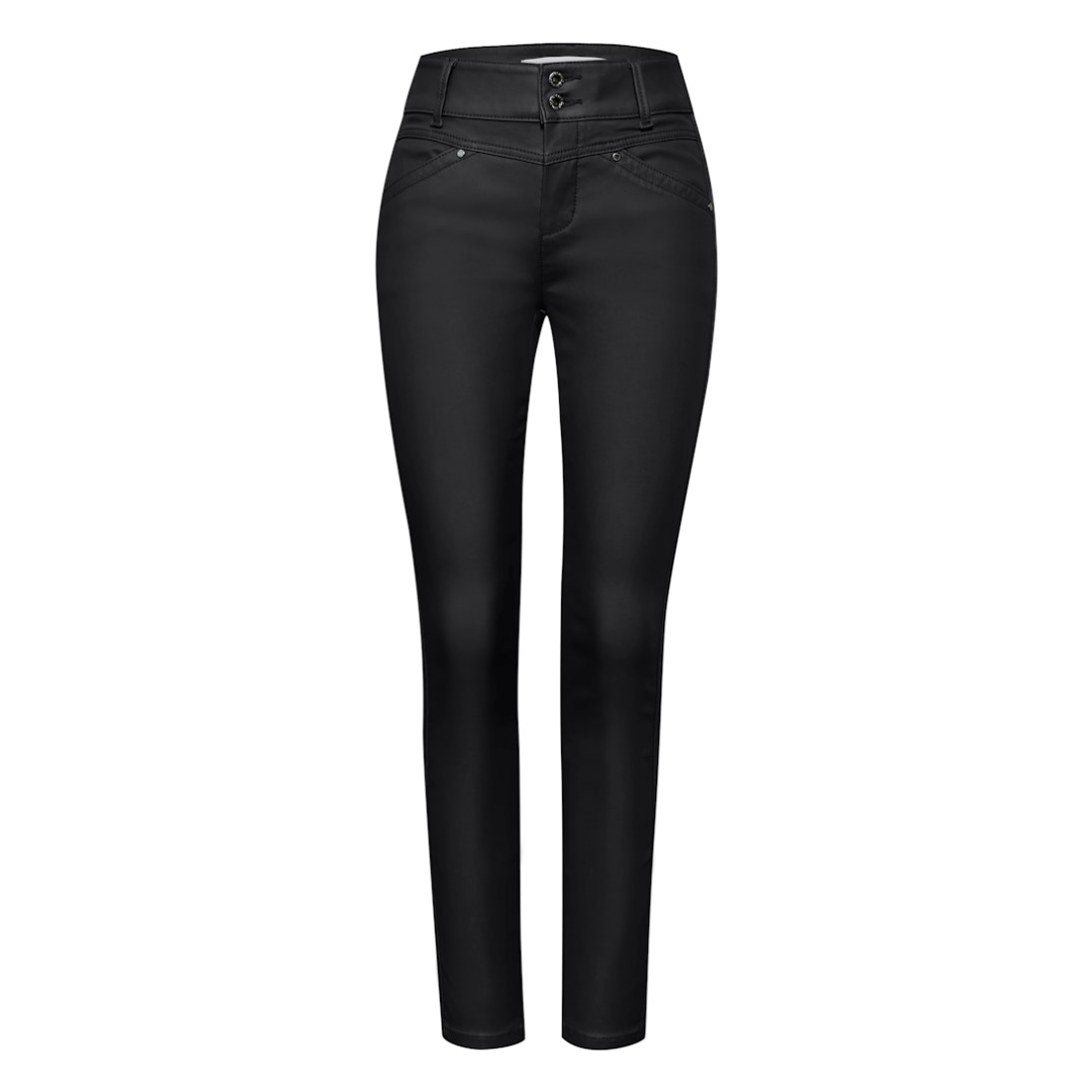 STREET ONE STUDIO Coated Slim Fit Hose Viskose-Nylon Black