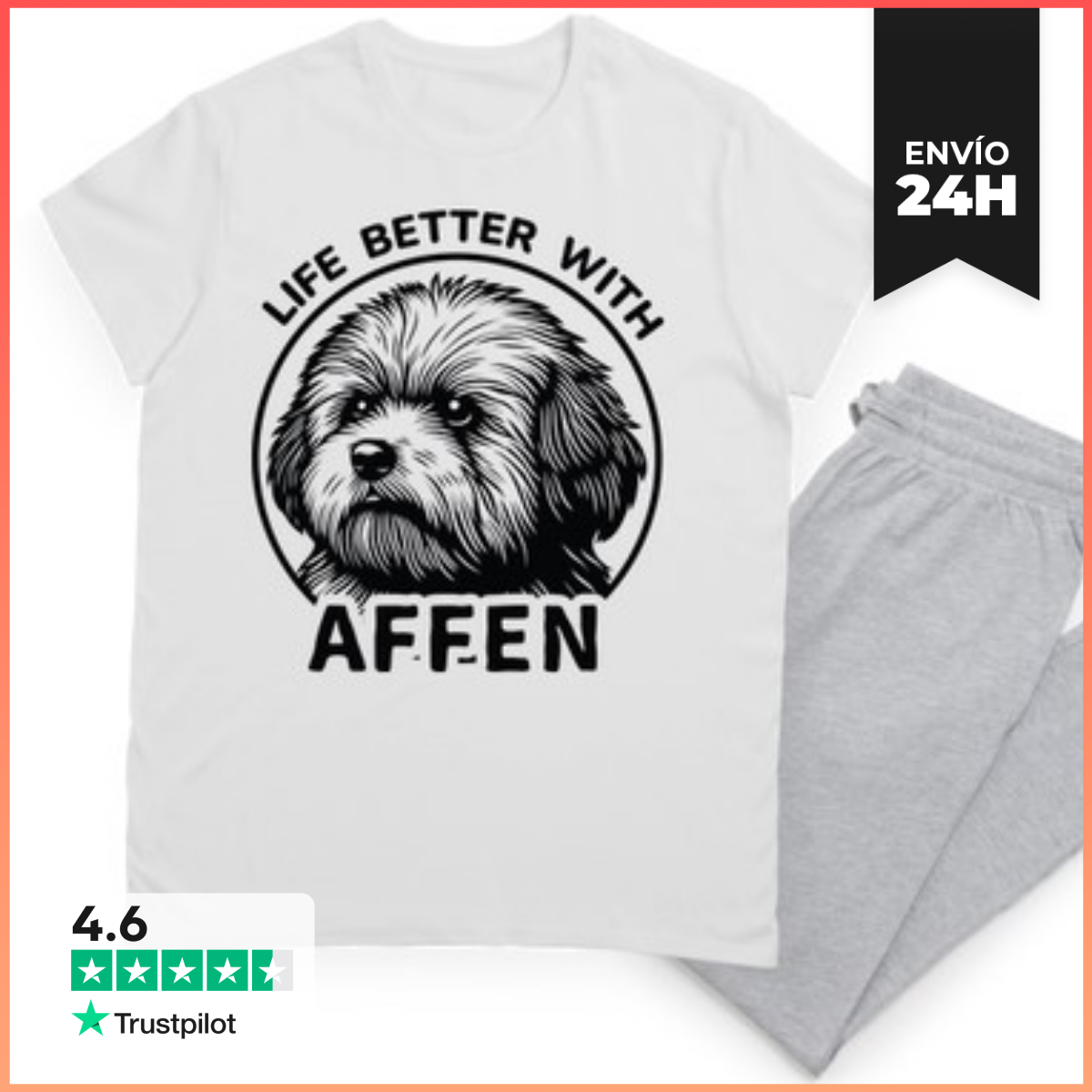 Pijama La vida es mejor con un perro Affen laTostadora
