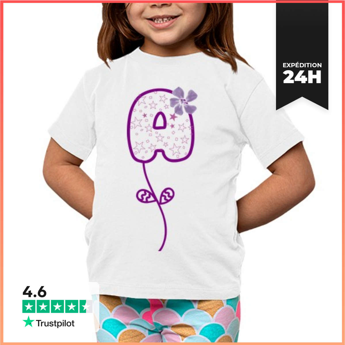 Tee Shirt Pour Enfant Manche Courte Un Ballon éToilé-image