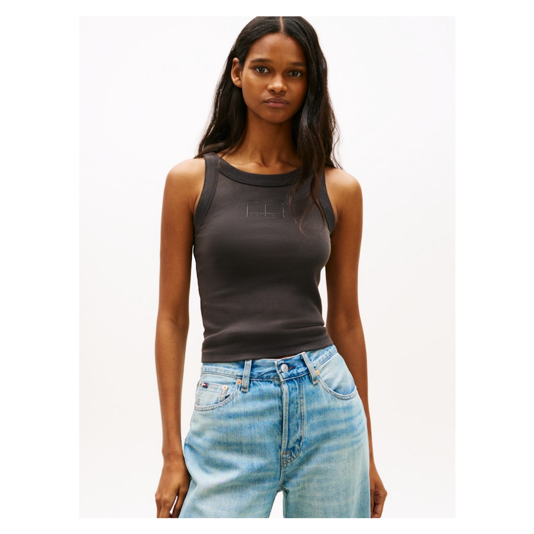 Tommy Jeans - Damen Top - Schwarz - Größe: M - bei Tara-M