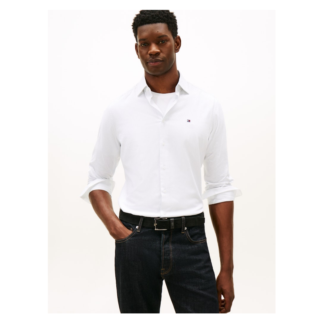 Tommy Hilfiger - Herren Langarmhemd - chambray sky - stripe - Größe: 40-R - bei Tara-M