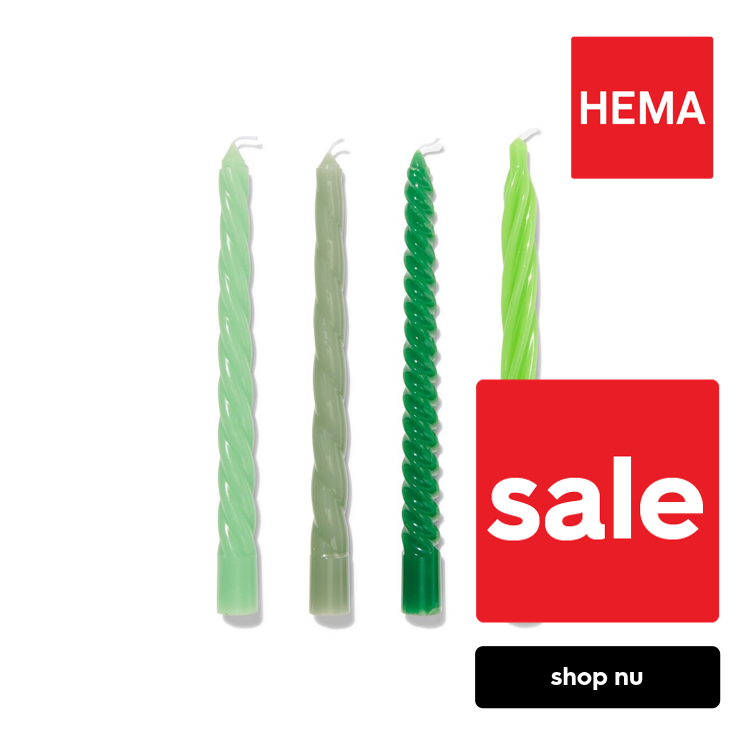 HEMA Kaarsen met twist Ø2x25 groen - 4 stuks (groen)