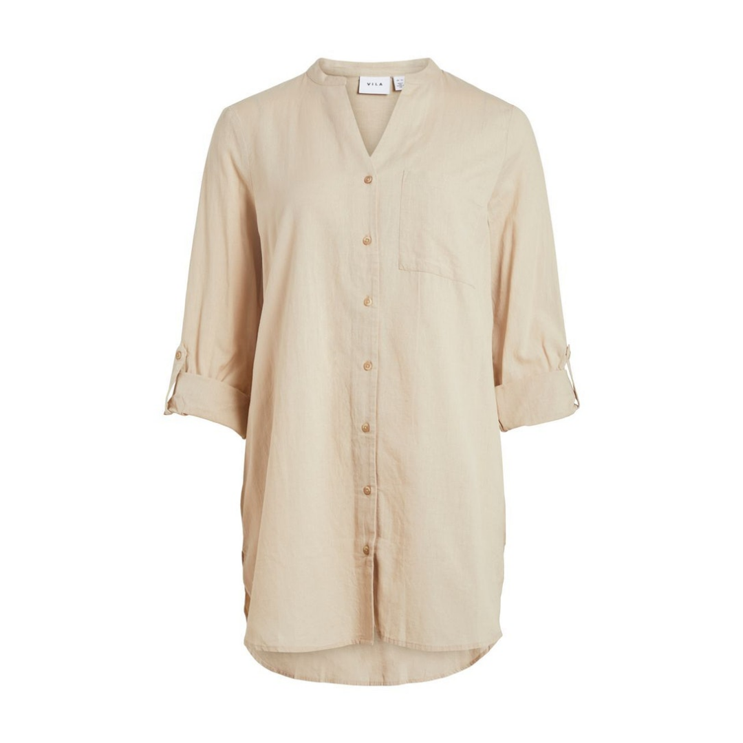 Vila - Damen Langarmbluse - Beige - Größe: 40 - bei Tara-M