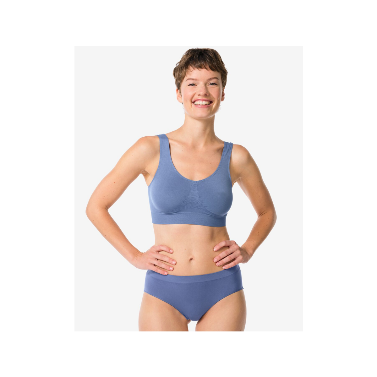 HEMA Dameshipster naadloos micro met kant blauw (blauw)