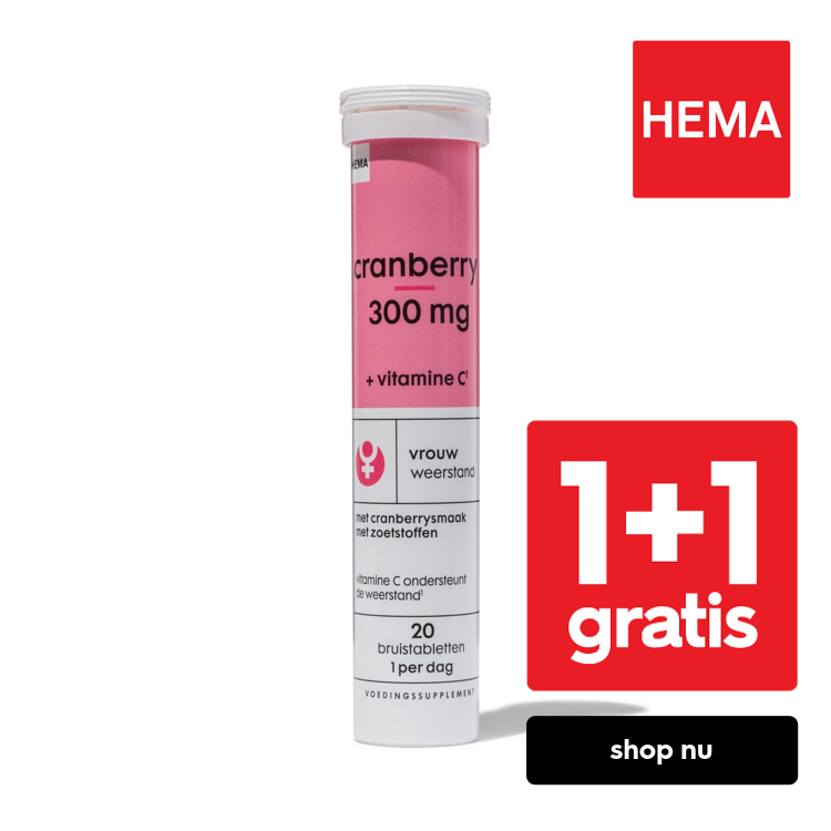HEMA Cranberry 300mg + vitamine C bruistabletten - 20 stuks