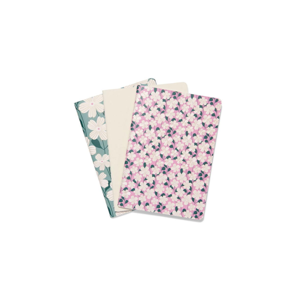 HEMA HEMA Schrift A5 Gelinieerd Bloemen - 3 Stuks (multi)