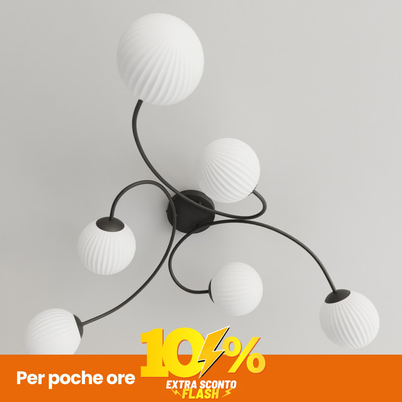 Lampada Da Soffitto In Acciaio E Vetro Vibra 6 Da Interno 6Xe14-image