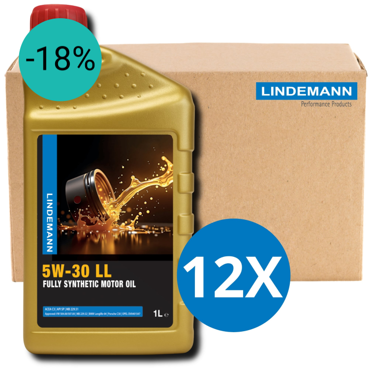 Lindemann Motorolie 5W-30 LL - Doos 12x1L | C3 | voor oa VW, BMW, Opel | Longlife | Volsynthetisch | Benzine & Diesel | DPP