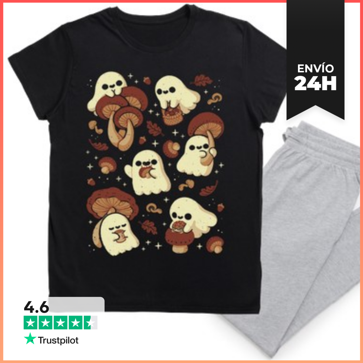 Pijama Cute Ghosts With Autumn Mushrooms LaTostadora