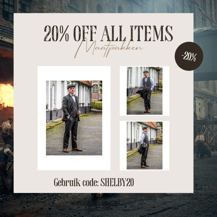 Maatpak Voor Heren | 3-delig Pak | Donkergrijs Windowpane Tweed | Michael Gray | Peaky Blinders | Peaky Blinders