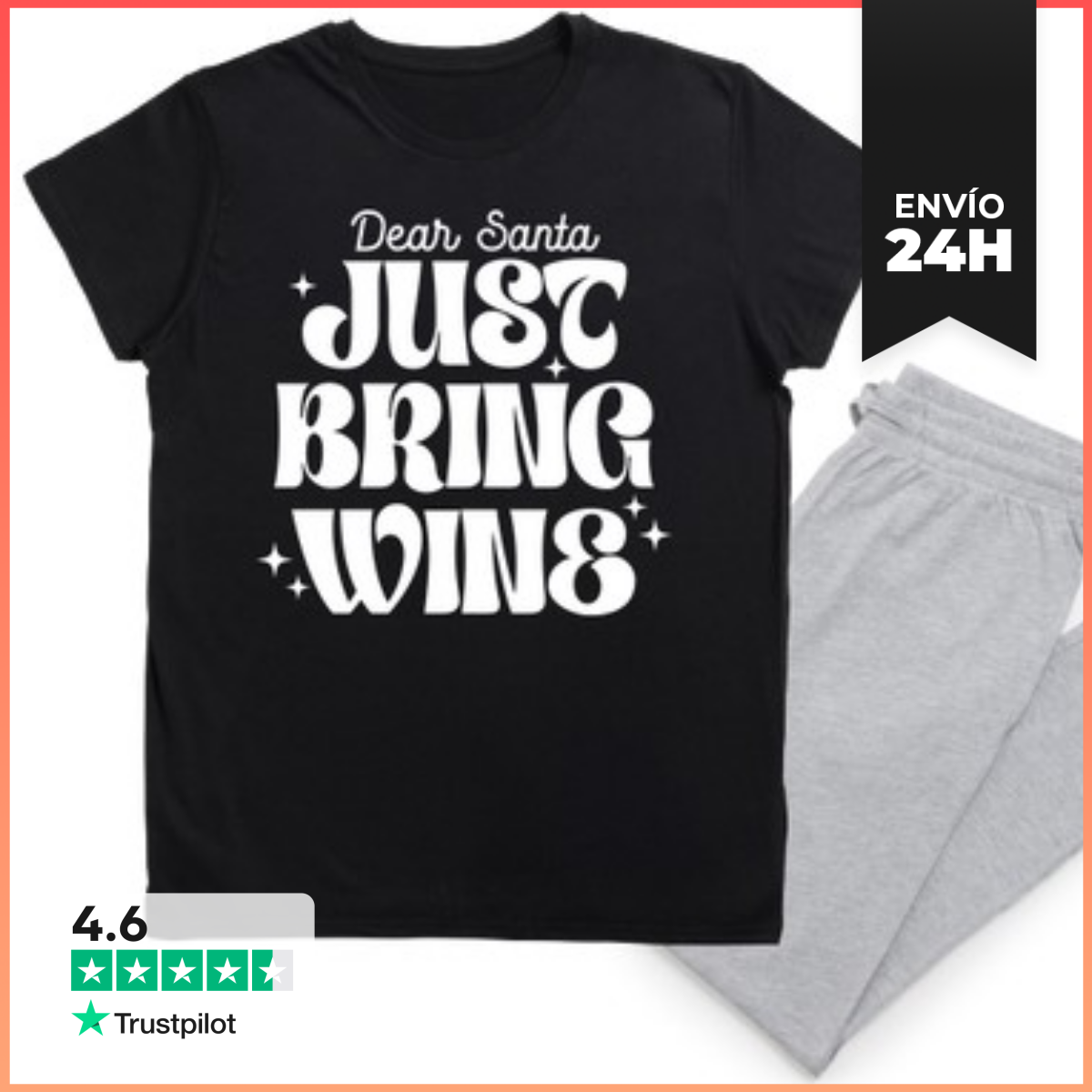 Pijama DEAR SANTA CLAUS JUST BRING WINE XMAS LaTostadora