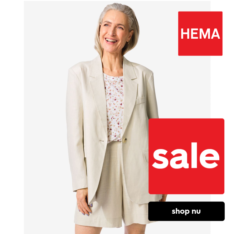 HEMA Damesblazer Isla met linnen zand (zand)