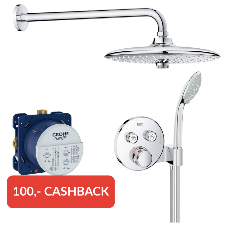 Grohe Grohtherm Smartcontrol 260 inbouw regendoucheset met 6 straalsoorten Ø26cm chroom