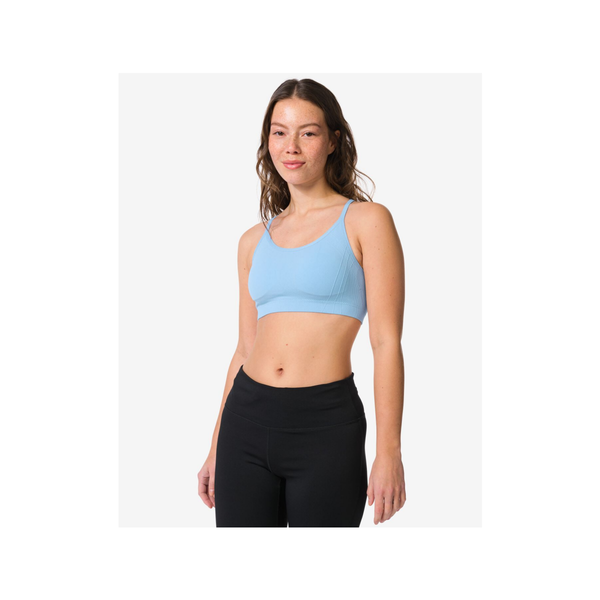 HEMA Sporttop light support zonder beugel naadloos lichtblauw (lichtblauw)