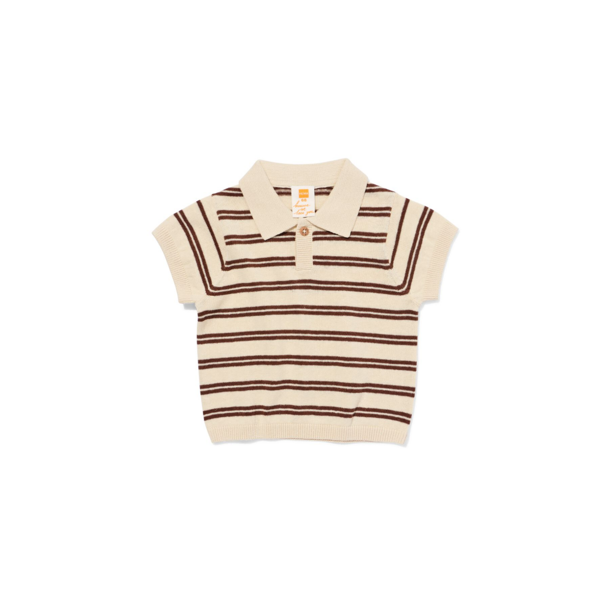 HEMA HEMA Babypolo Fijngebreid Strepen Ecru (ecru)