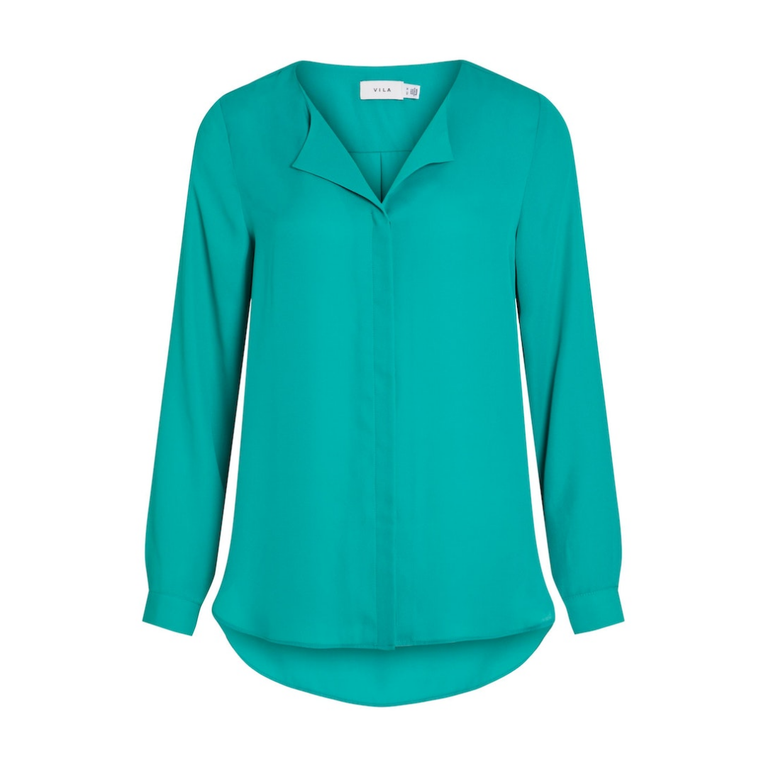Vila - Damen Langarmbluse - Grün - Größe: XS - bei Tara-M