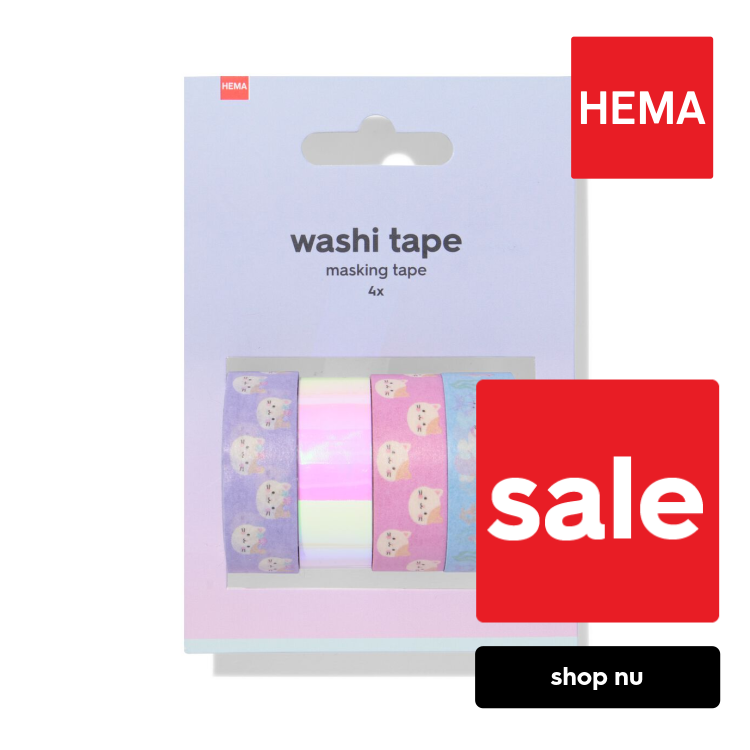 HEMA Washi tape 5m katten - 4 stuks
