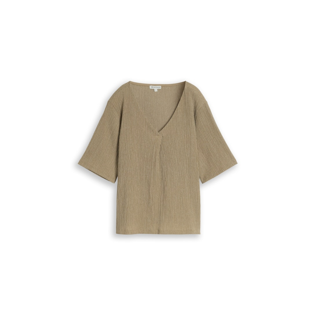 Tom Tailor - Damen T-Shirt - olive white structure - Größe: M - bei Tara-M