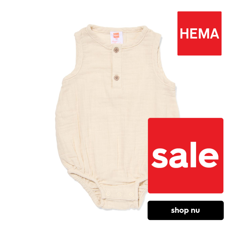 HEMA Newborn romper mousseline ecru (ecru)