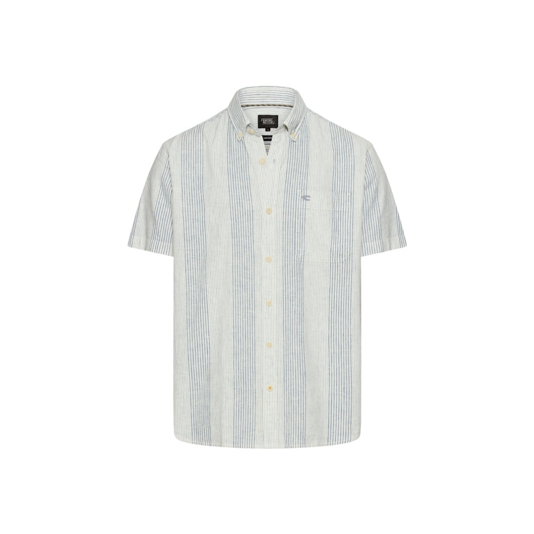 camel active Hemd Leinen Baumwolle Elastan Blau