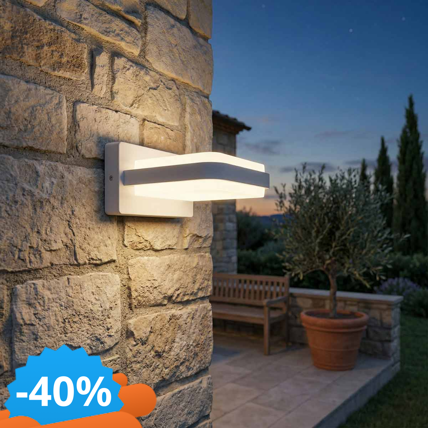 Applique LED 12W Rettangolare Per Esterni A Luce Diffusa IP54 Bianca Colore Bianco Naturale 4.000K-image