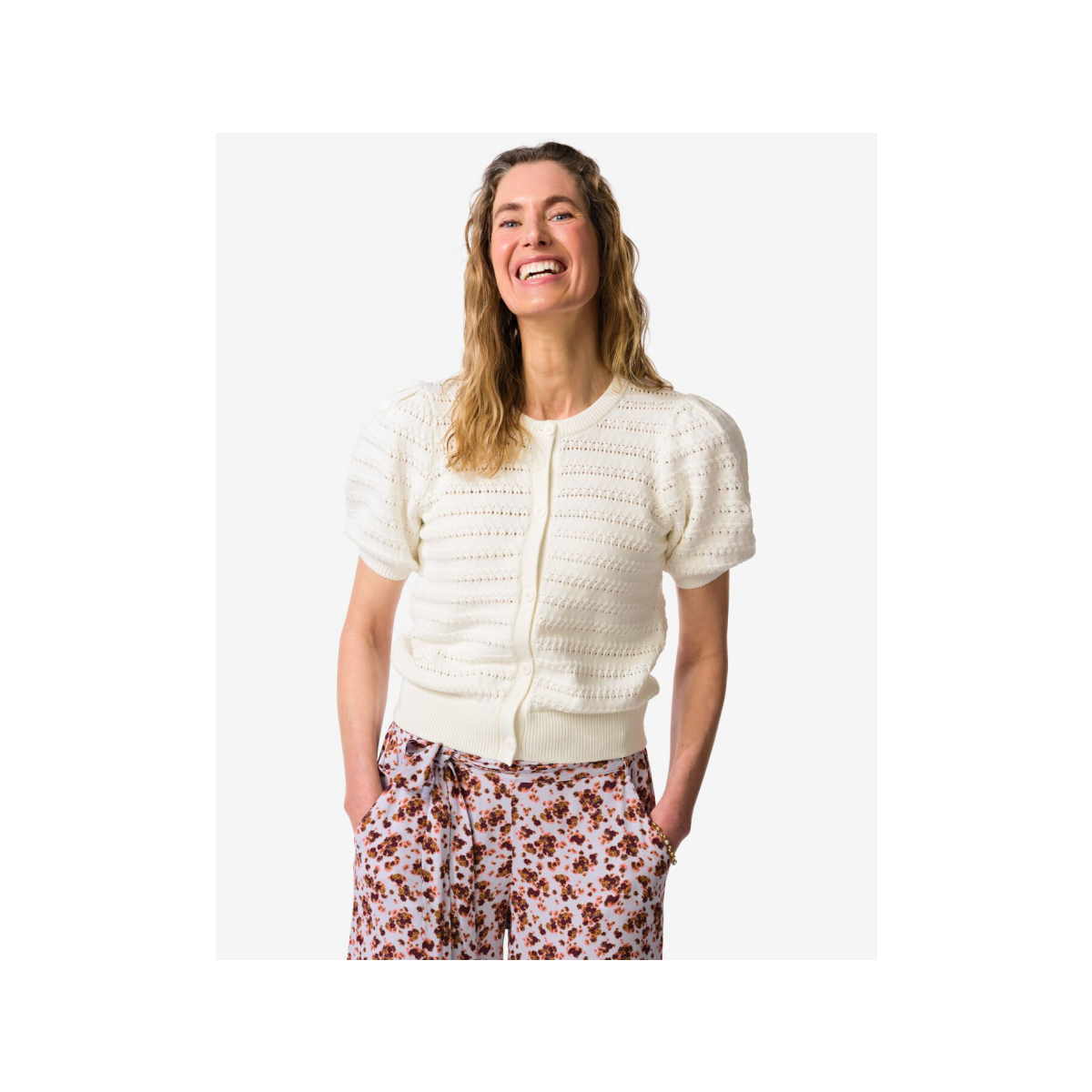 HEMA HEMA Damesvest Fina Fijngebreid Wit (wit)