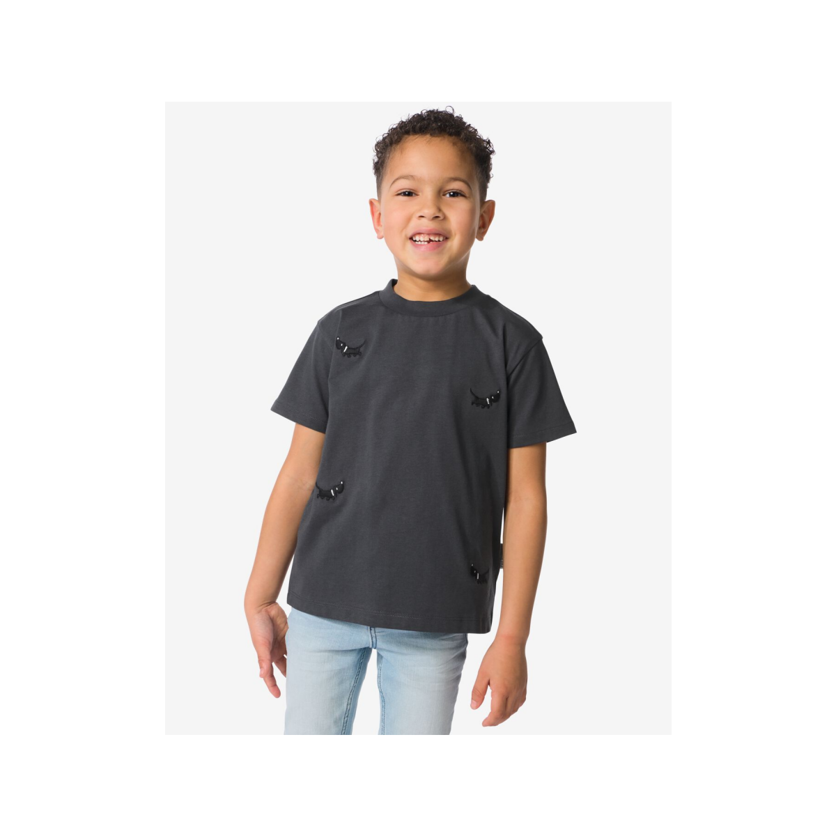 HEMA Takkie kinder T-shirt donkergrijs (donkergrijs)